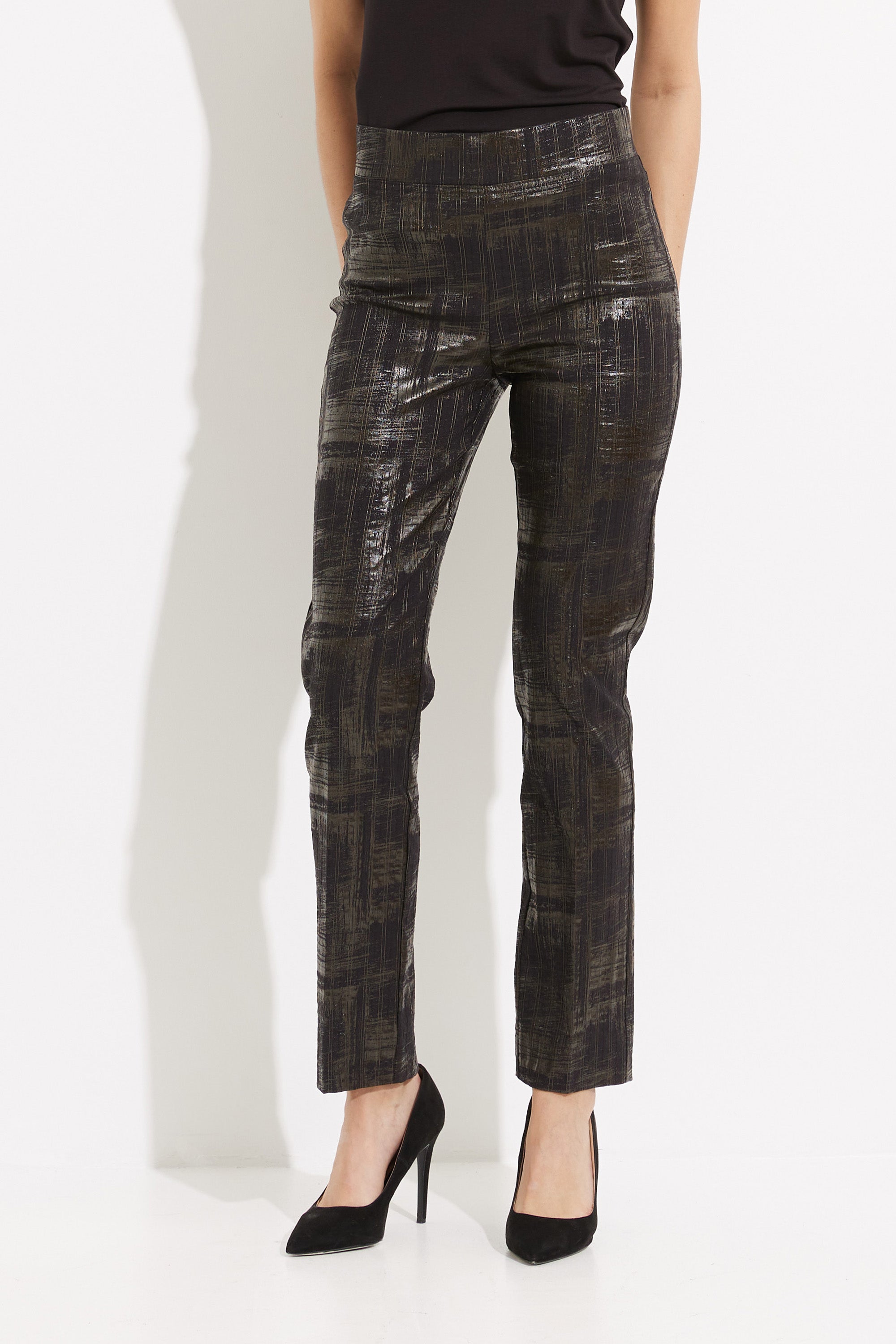 Joseph Ribkoff Metallic Abstract High-waisted Trousers 233276
