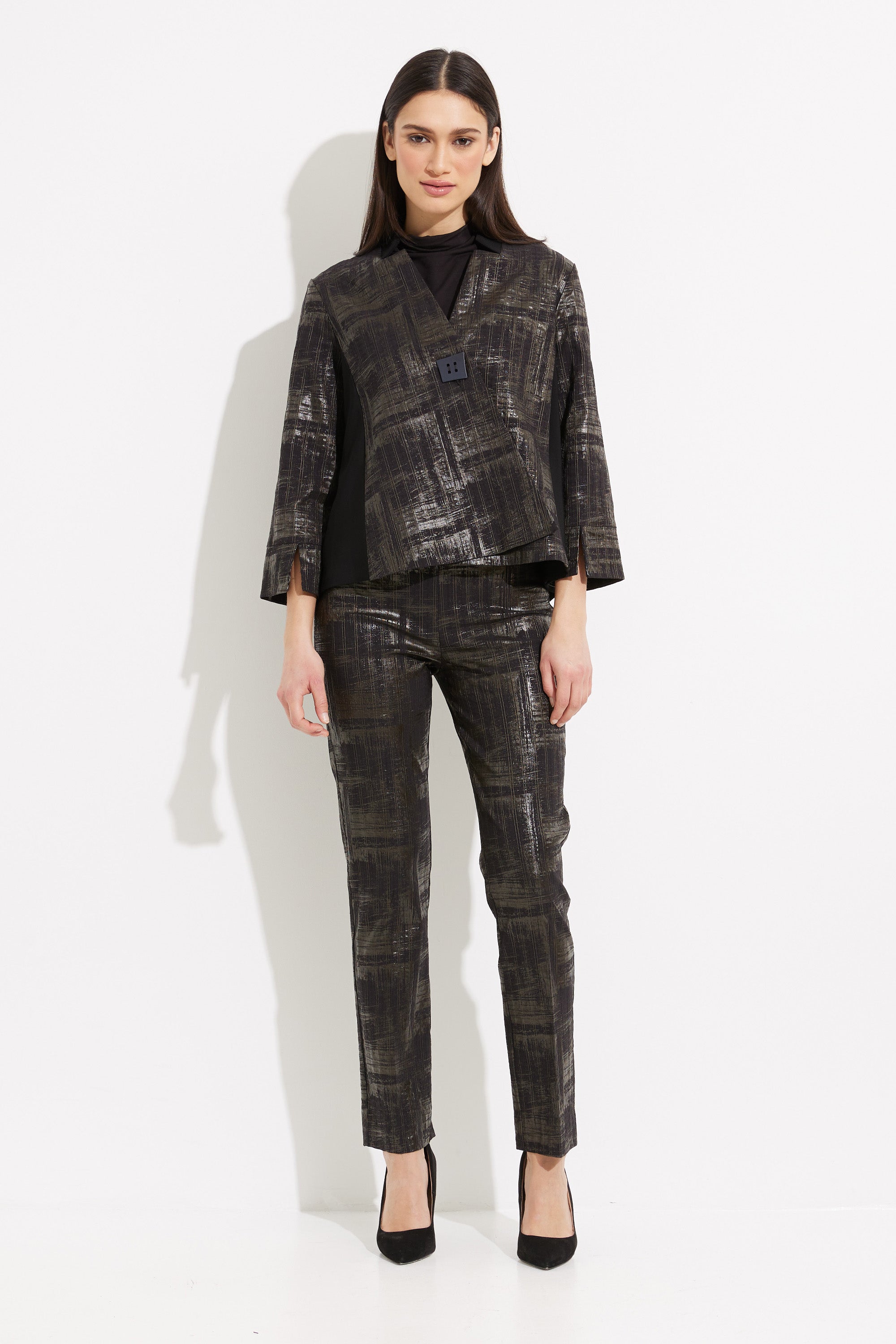 Joseph Ribkoff Metallic Abstract High-waisted Trousers 233276