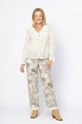 Hot Ice Collection Frill Neckline Top LSS266-112