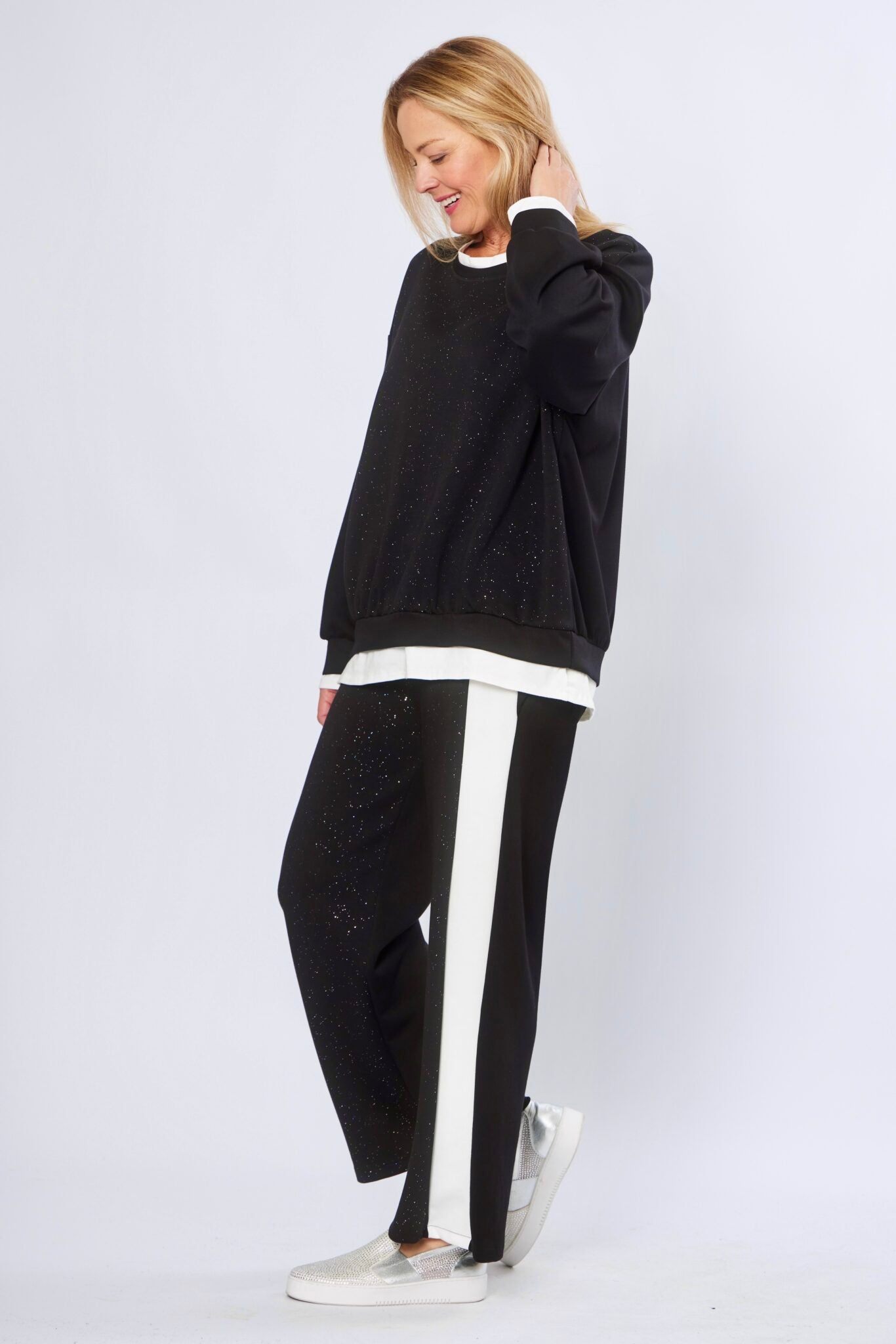 Hot Ice Collection White Trim Sparkle Pants LSP25-373B