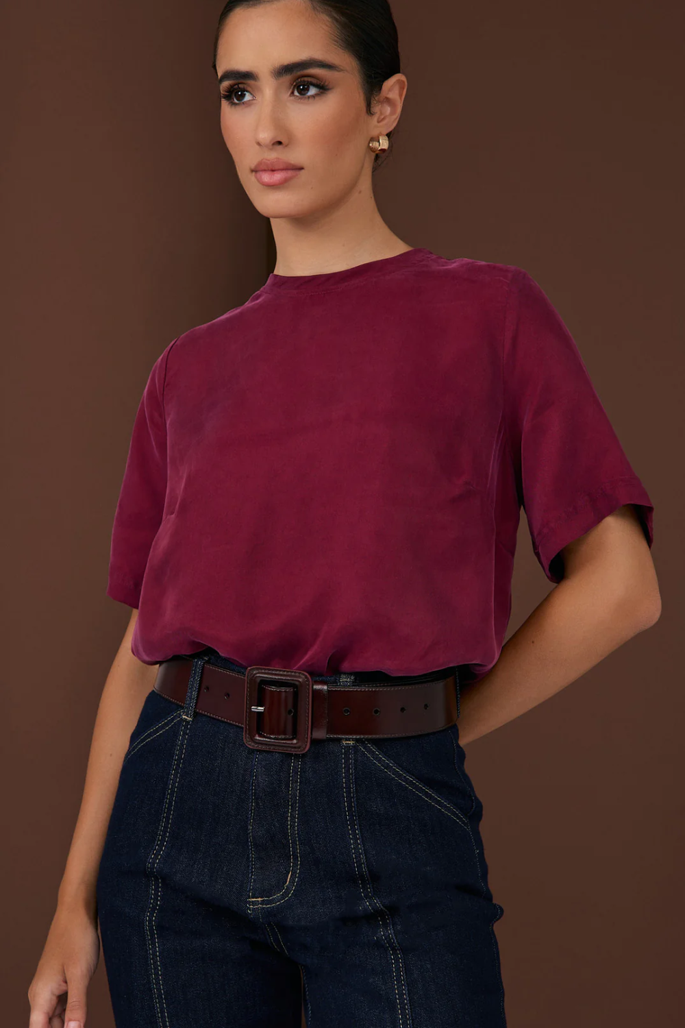 Adorne Leather Covered Buckle Belt ABD1738