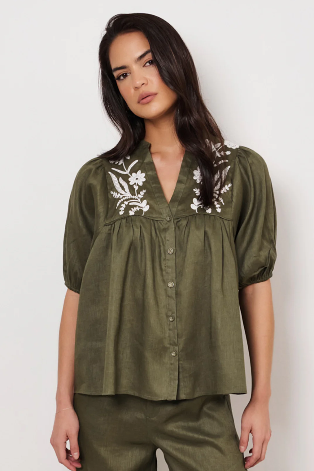 Adorne Palmer Embroidered Boho Top AJD2142