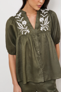 Adorne Palmer Embroidered Boho Top AJD2142