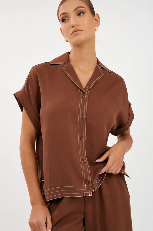Adorne Chelsea Contrast Stitch Short Sleeve Shirt AJD1845