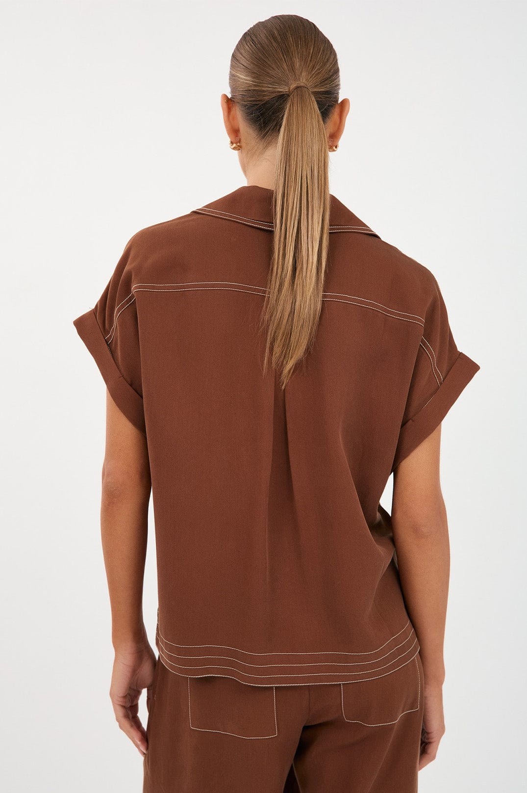 Adorne Chelsea Contrast Stitch Short Sleeve Shirt AJD1845
