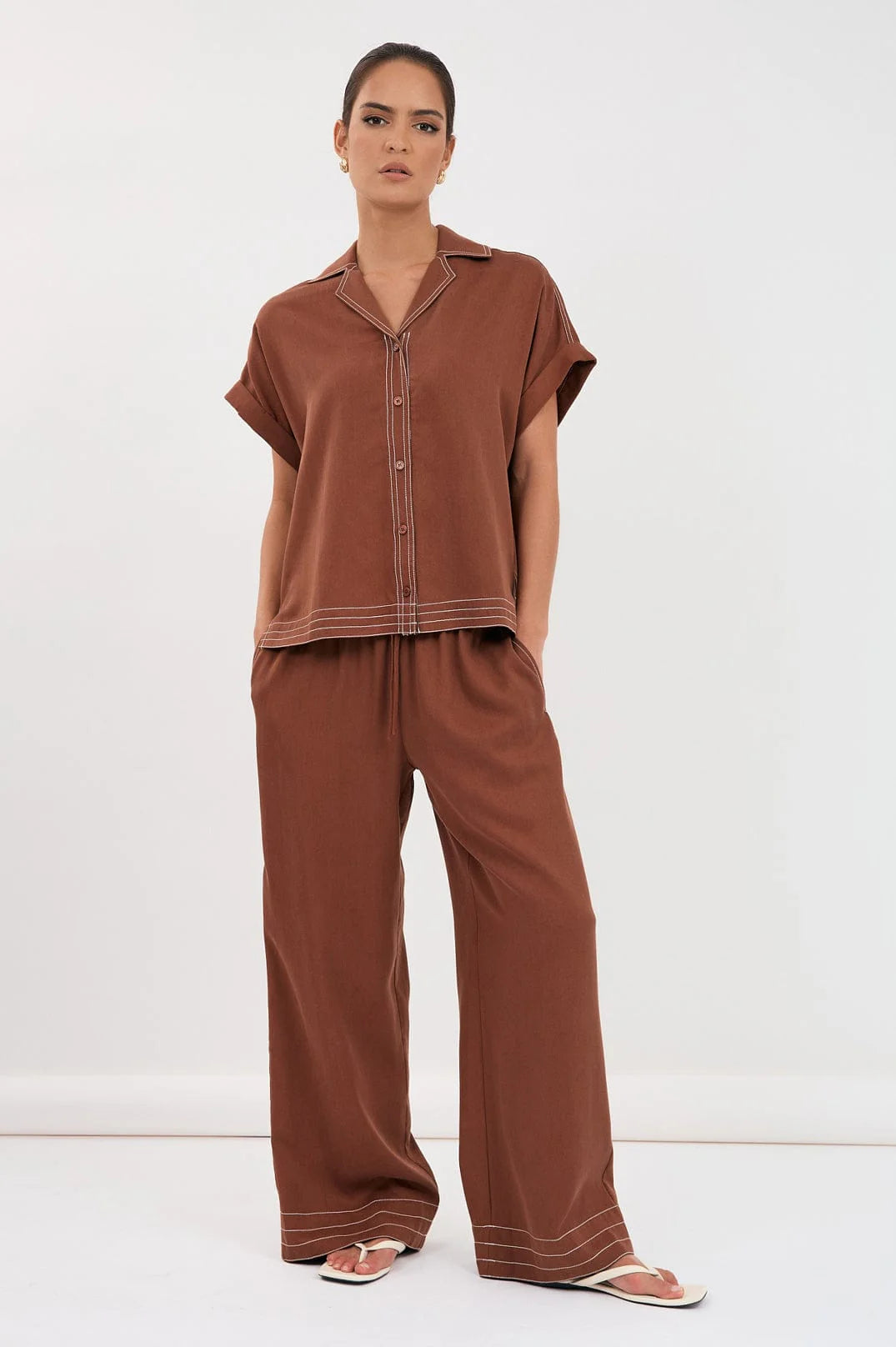 Adorne Chelsea Contrast Stitch Short Sleeve Shirt AJD1845