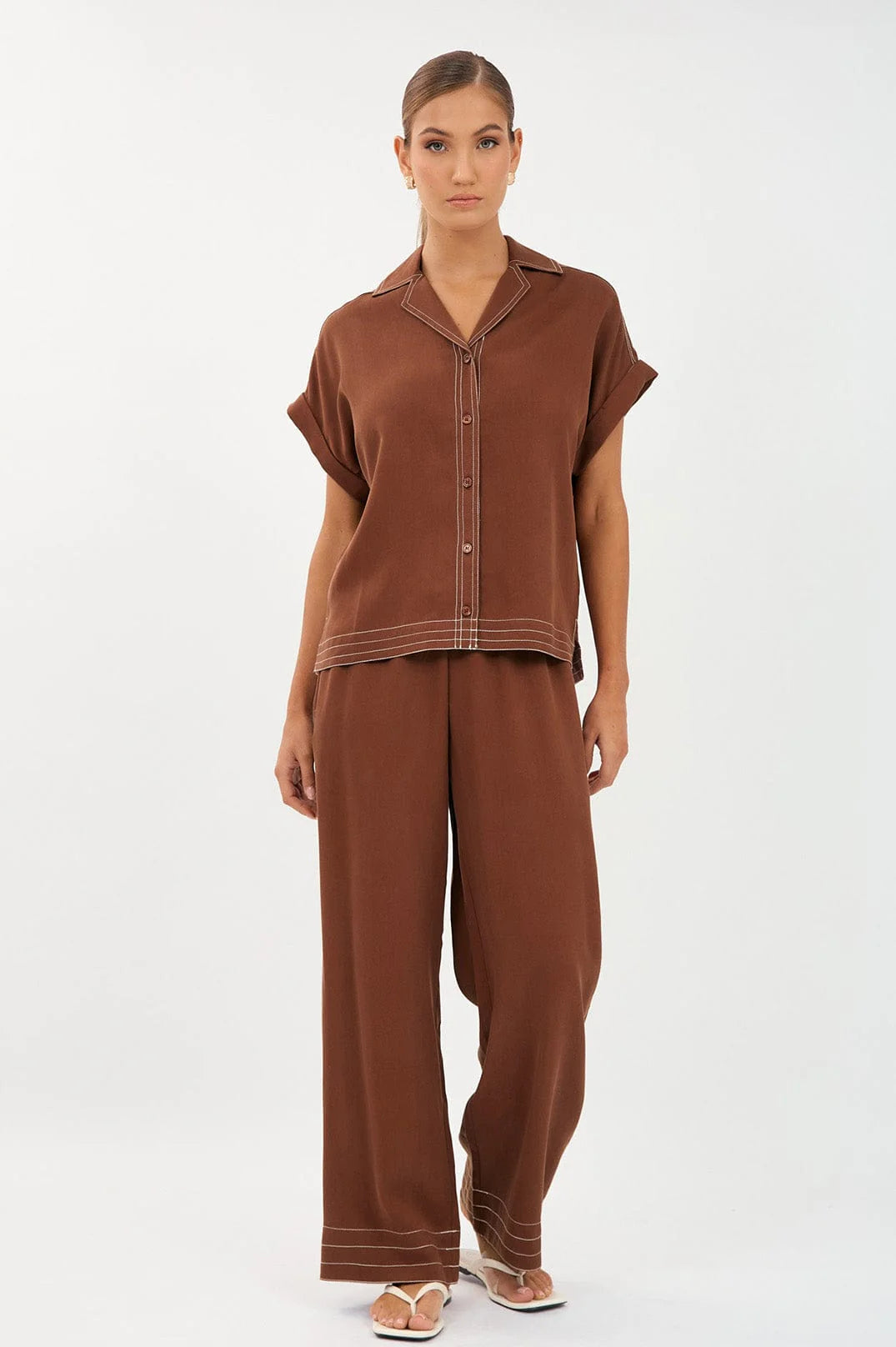 Adorne Chelsea Contrast Stitch Short Sleeve Shirt AJD1845