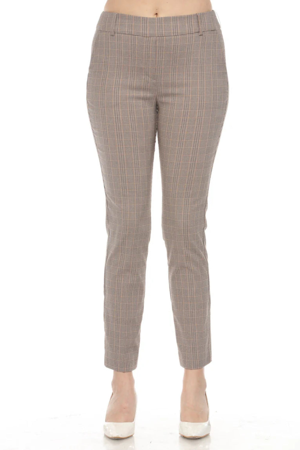 Joseph Ribkoff Beige/Multi Tartan Plaid Slim Ankle Pants 243227