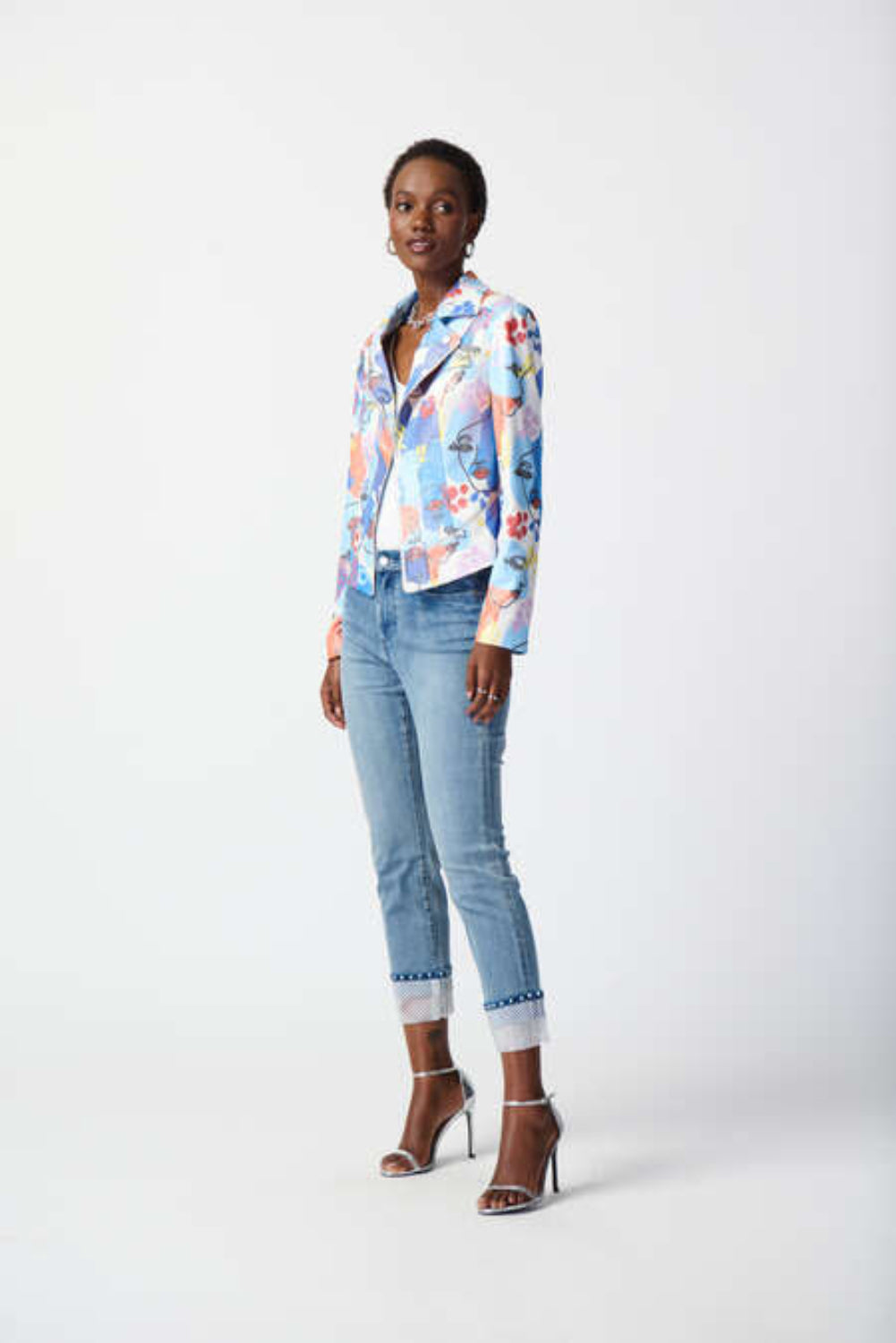 Joseph Ribkoff Slim Crop Jeans with Embellished Hem 241929