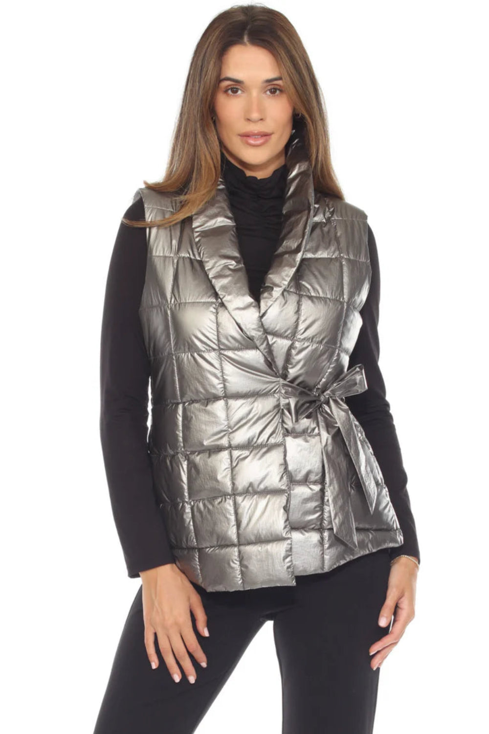Joseph Ribkoff Pewter Quilted Puffer Vest 244908