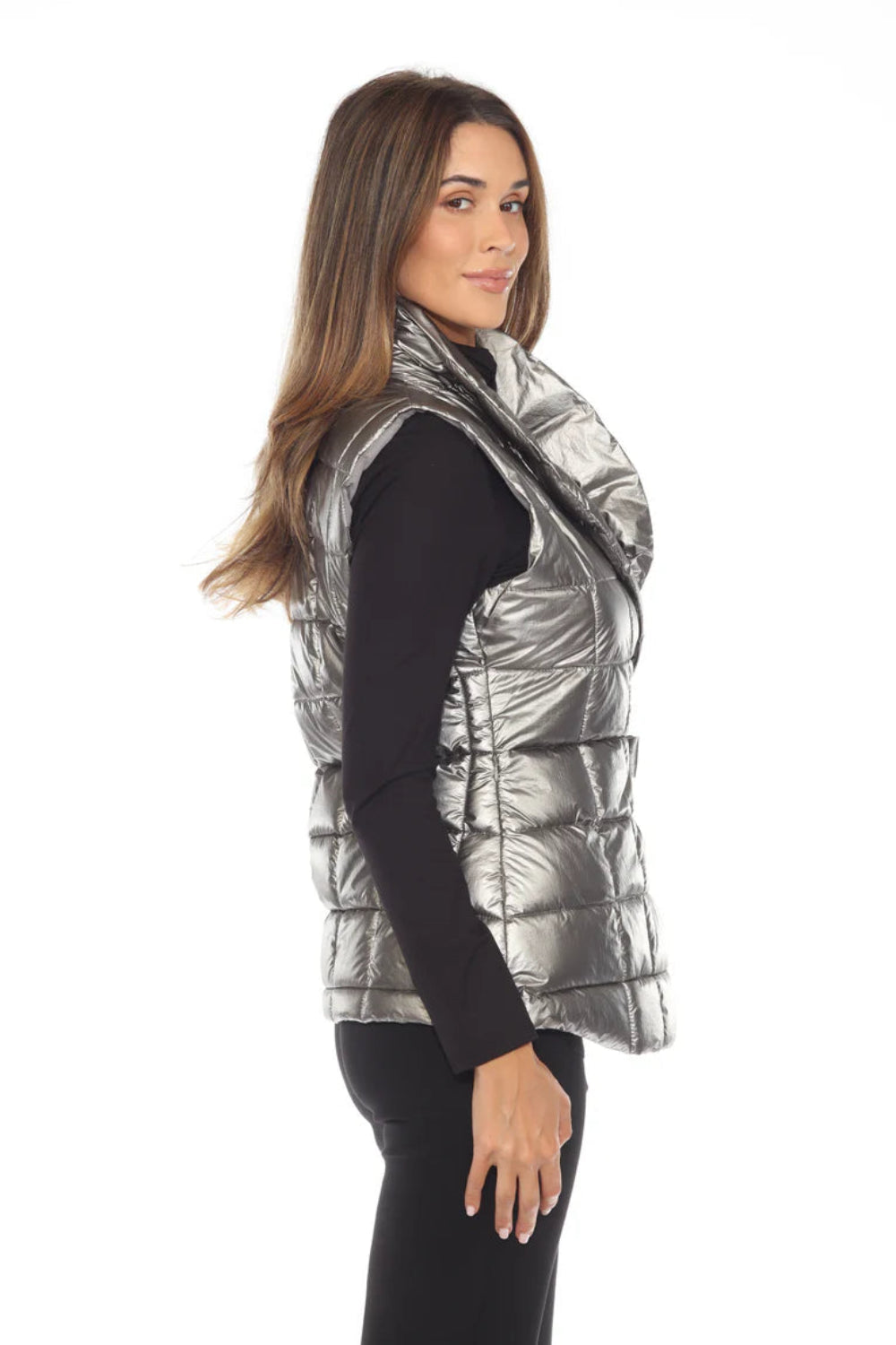 Joseph Ribkoff Pewter Quilted Puffer Vest 244908