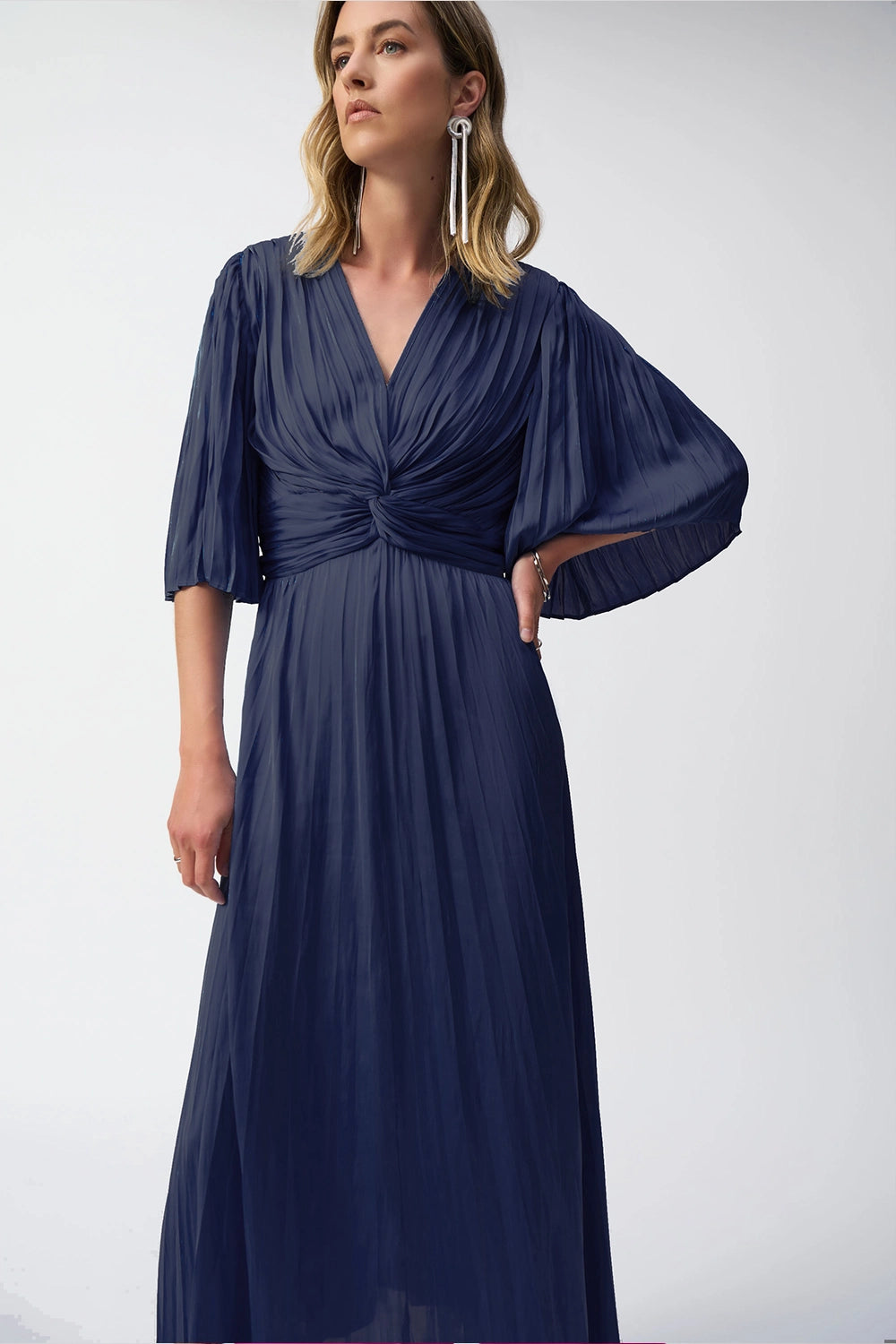 Joseph Ribkoff Pleated Satin Midi Dress 251903