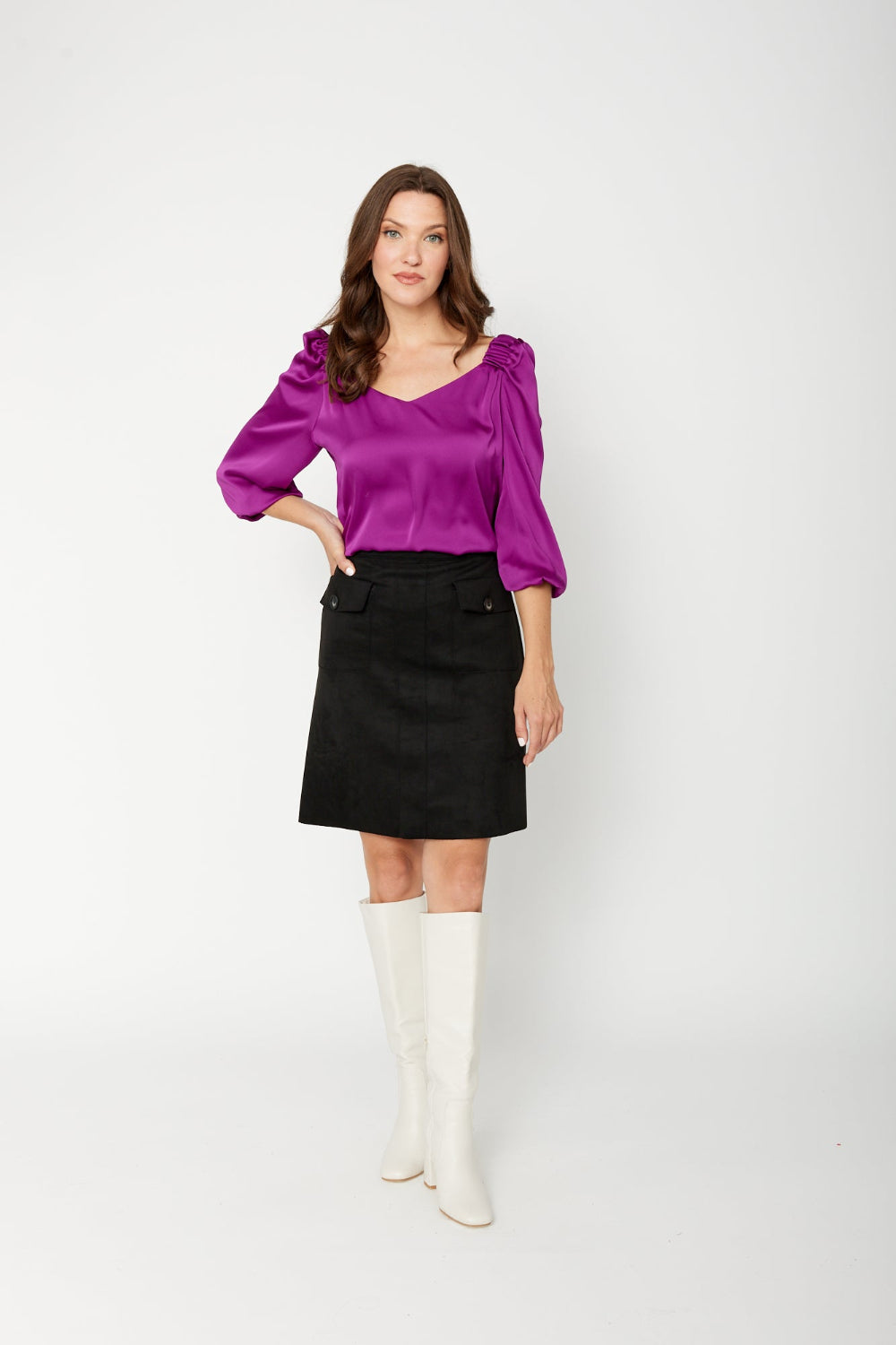 Joseph Ribkoff Buttoned Mini Pencil Skirt 243238