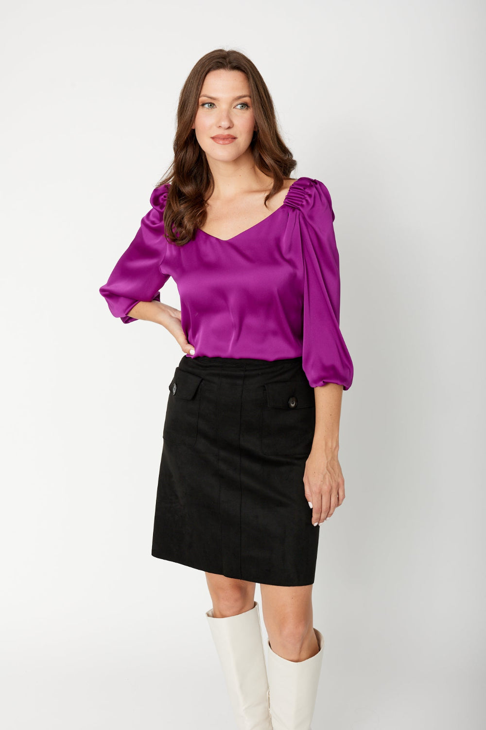 Joseph Ribkoff Buttoned Mini Pencil Skirt 243238